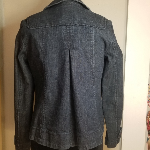 Loft Dark Wash Denim Double Breasted Peacoat - Picture 7 of 9